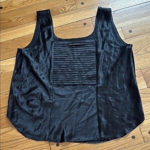 Silkwear Made in Canada Black Sleeveless Tank Top Cami Front Pleating Women M